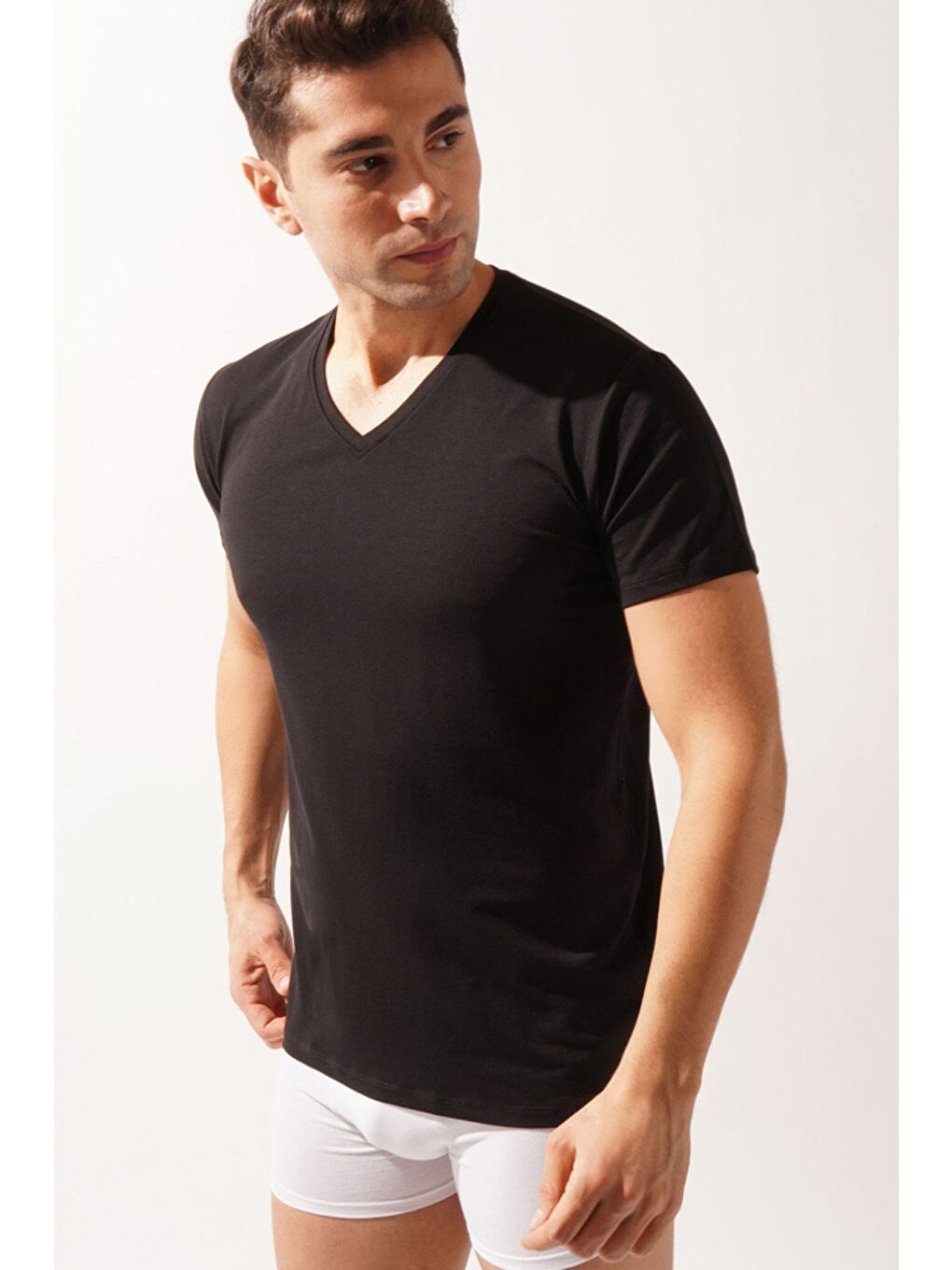 Siyah V Yaka Basic Modal Erkek Atlet