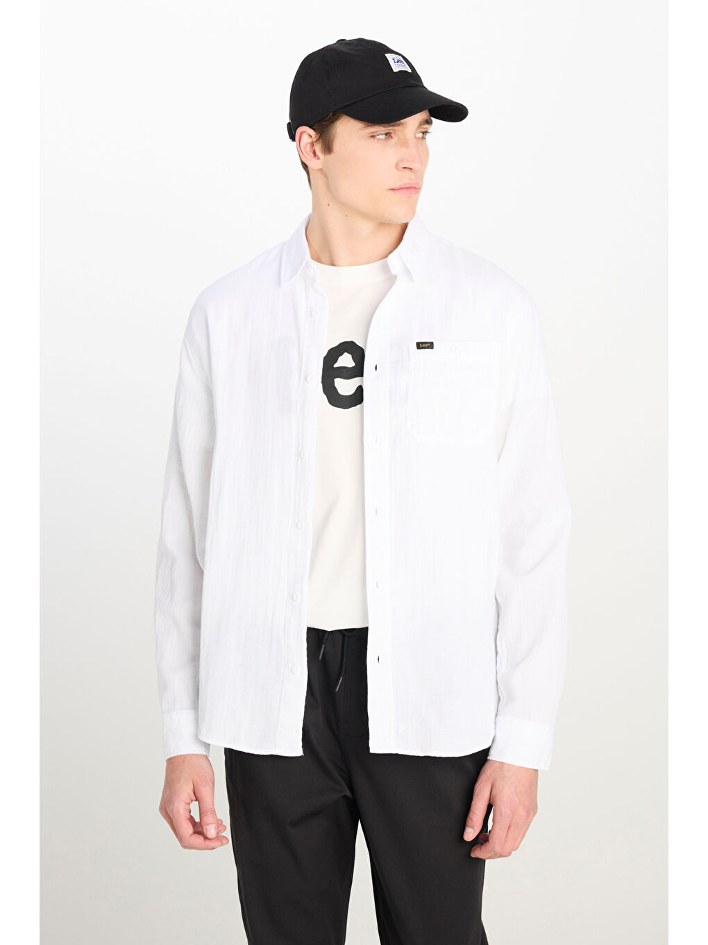 Relaxed Fit Geniş Kesim %100 Pamuk Beyaz Gömlek-1