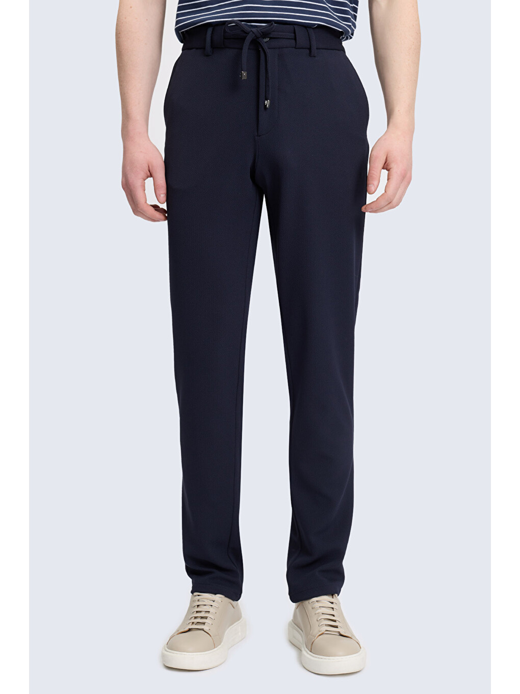 Lacivert Rahat Kesim Yandan Cepli Jogger Pantolon-1