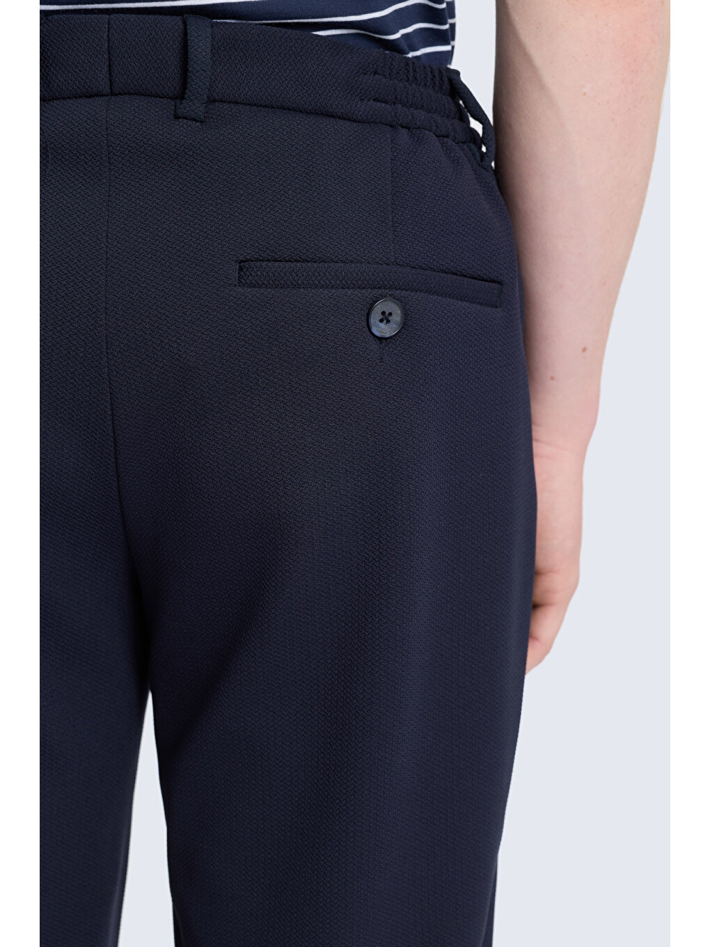 Lacivert Rahat Kesim Yandan Cepli Jogger Pantolon-3