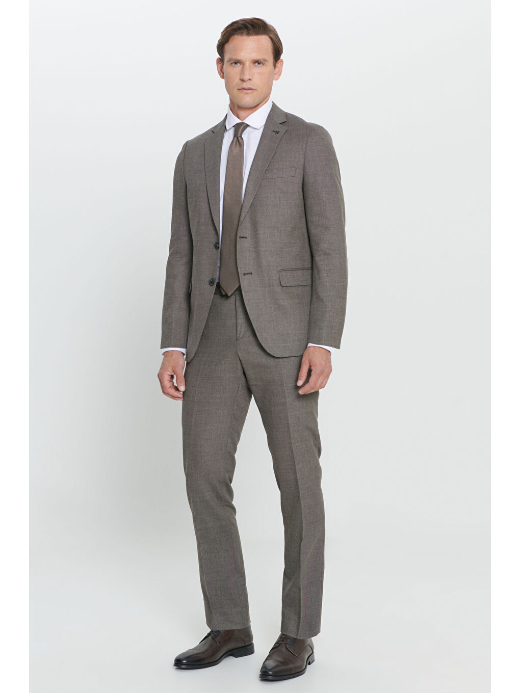 Erkek Siyah-Gri Regular Fit Geniş Kesim Mono Yaka Desenli Takım Elbise-1