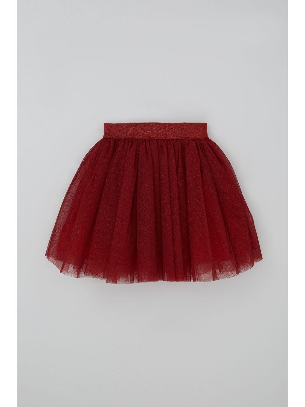 Kız Çocuk Tütü Etek Kırmızı Simli Beli Lastikli Bordo (5-10 Yaş)-1
