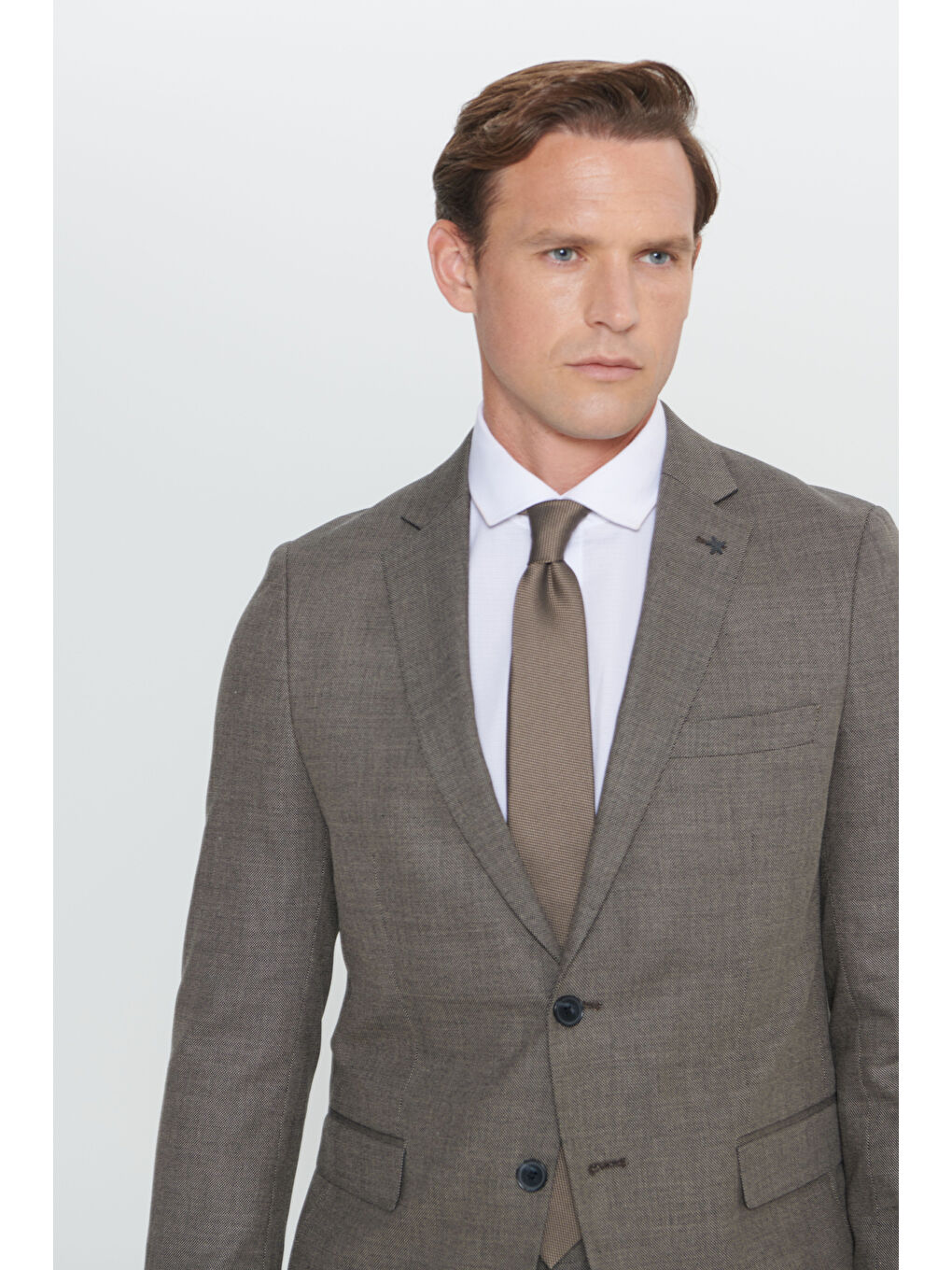 Erkek Siyah-Gri Regular Fit Geniş Kesim Mono Yaka Desenli Takım Elbise-3