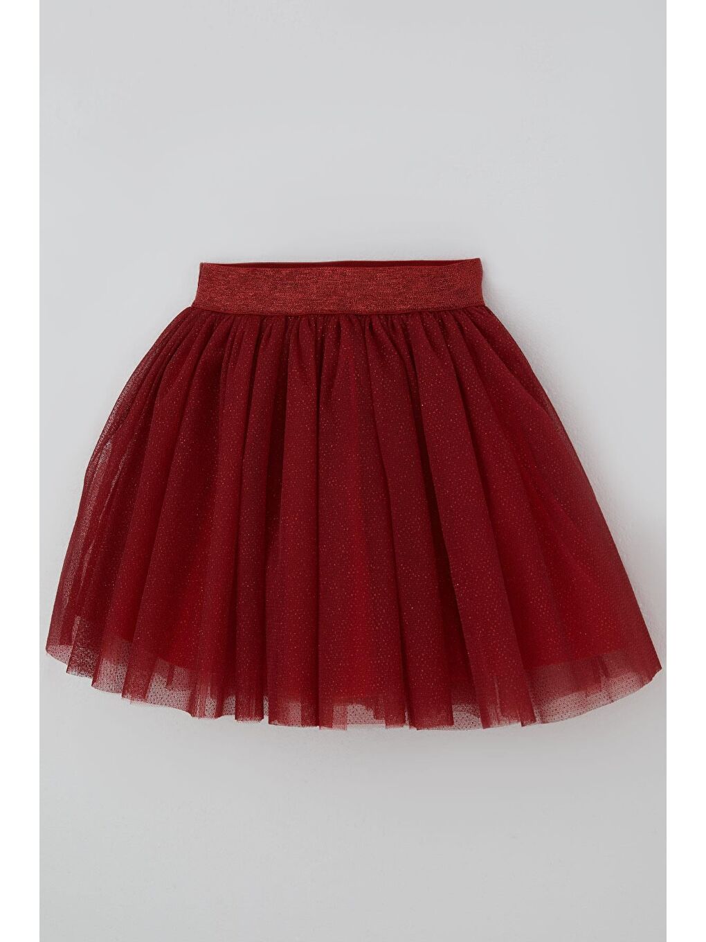 Kız Çocuk Tütü Etek Kırmızı Simli Beli Lastikli Bordo (5-10 Yaş)-2