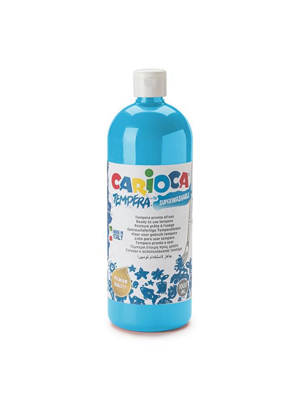 CARIOCA Karışık Tempera Boya - Açık Mavi (Süper Yıkanabilir) 1000ml - 1350gr / Plastik Şişede