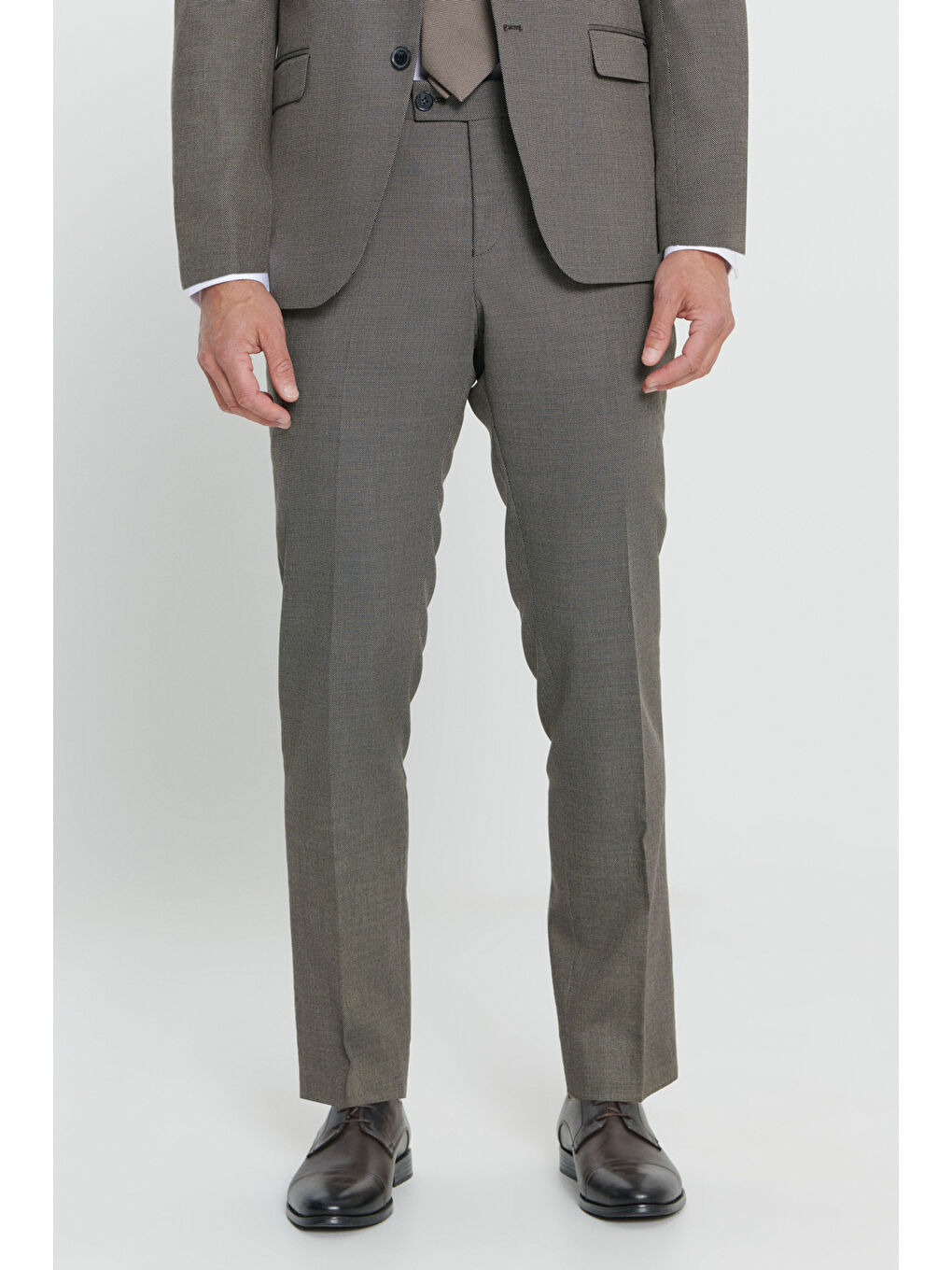 Erkek Siyah-Gri Regular Fit Geniş Kesim Mono Yaka Desenli Takım Elbise-5