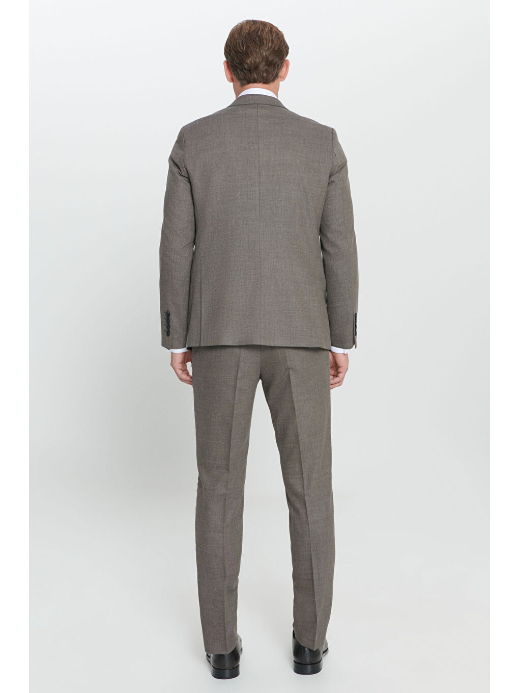 Erkek Siyah-Gri Regular Fit Geniş Kesim Mono Yaka Desenli Takım Elbise-6