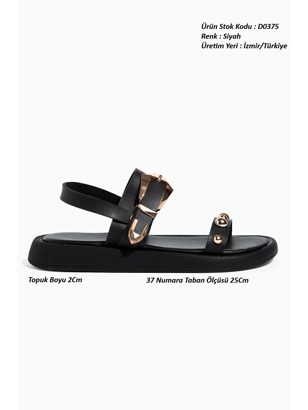 Siyah D0375 Günlük Ortopedik Kadın Sandalet-1
