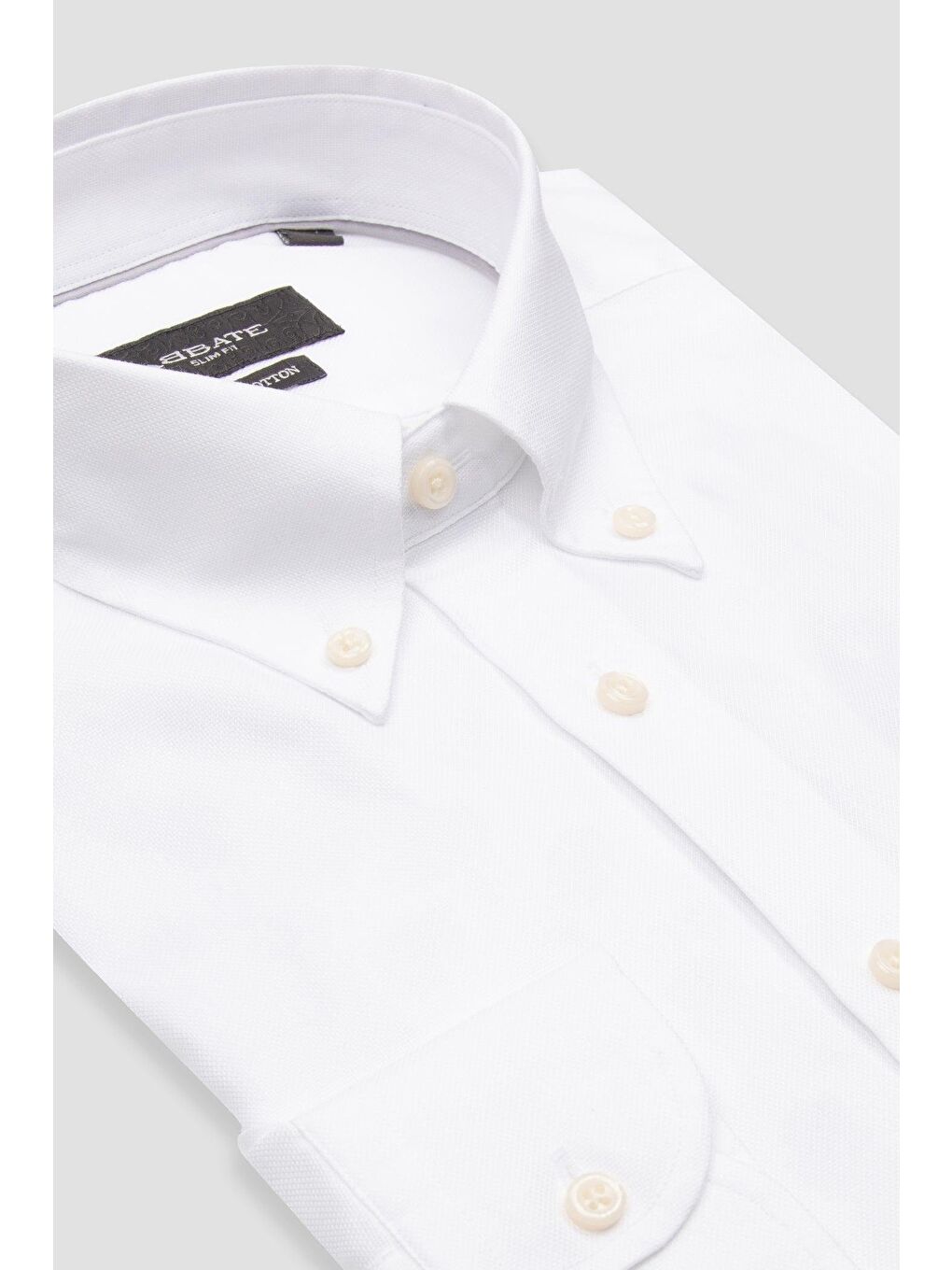 Carlo Royal Oxford Pamuklu Slim Fit Beyaz Düğmeli Yaka Erkek Düz %100 Pamuk Gömlek-1