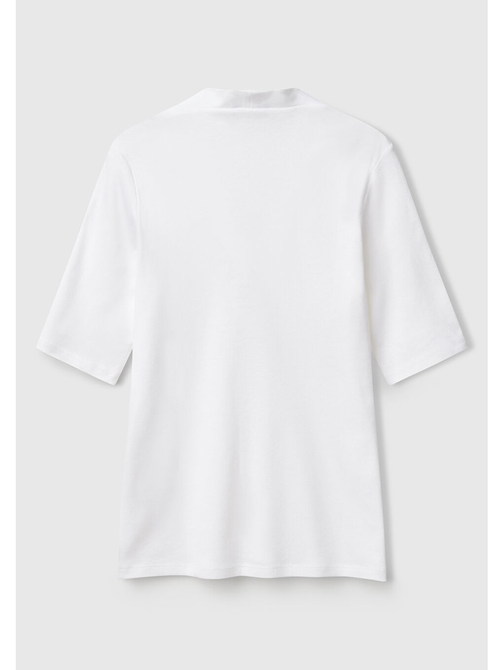 Kadın Beyaz %100 Pamuk V Yaka T-Shirt-3