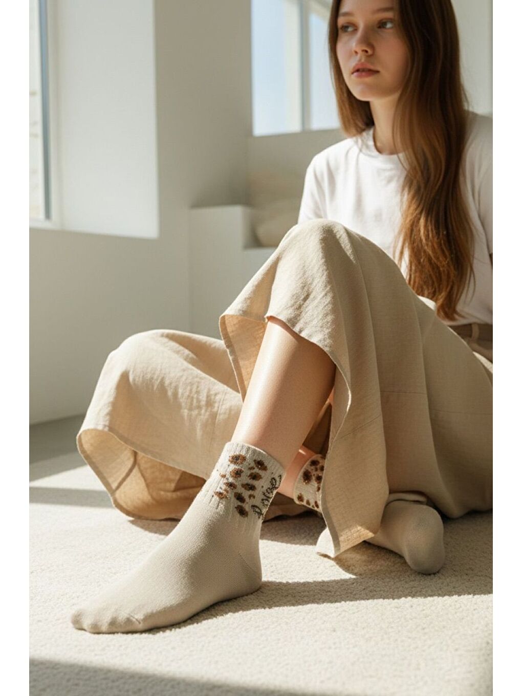 Karışık Kadın 12’li Premium Soket Çorap Seti – Taş Detaylı Gold Leopard Love Serisi-3