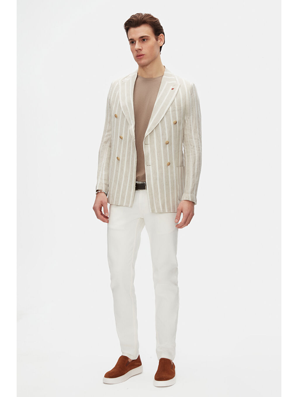 Bej Comfort Vizon %100 Pamuk Tişört-2