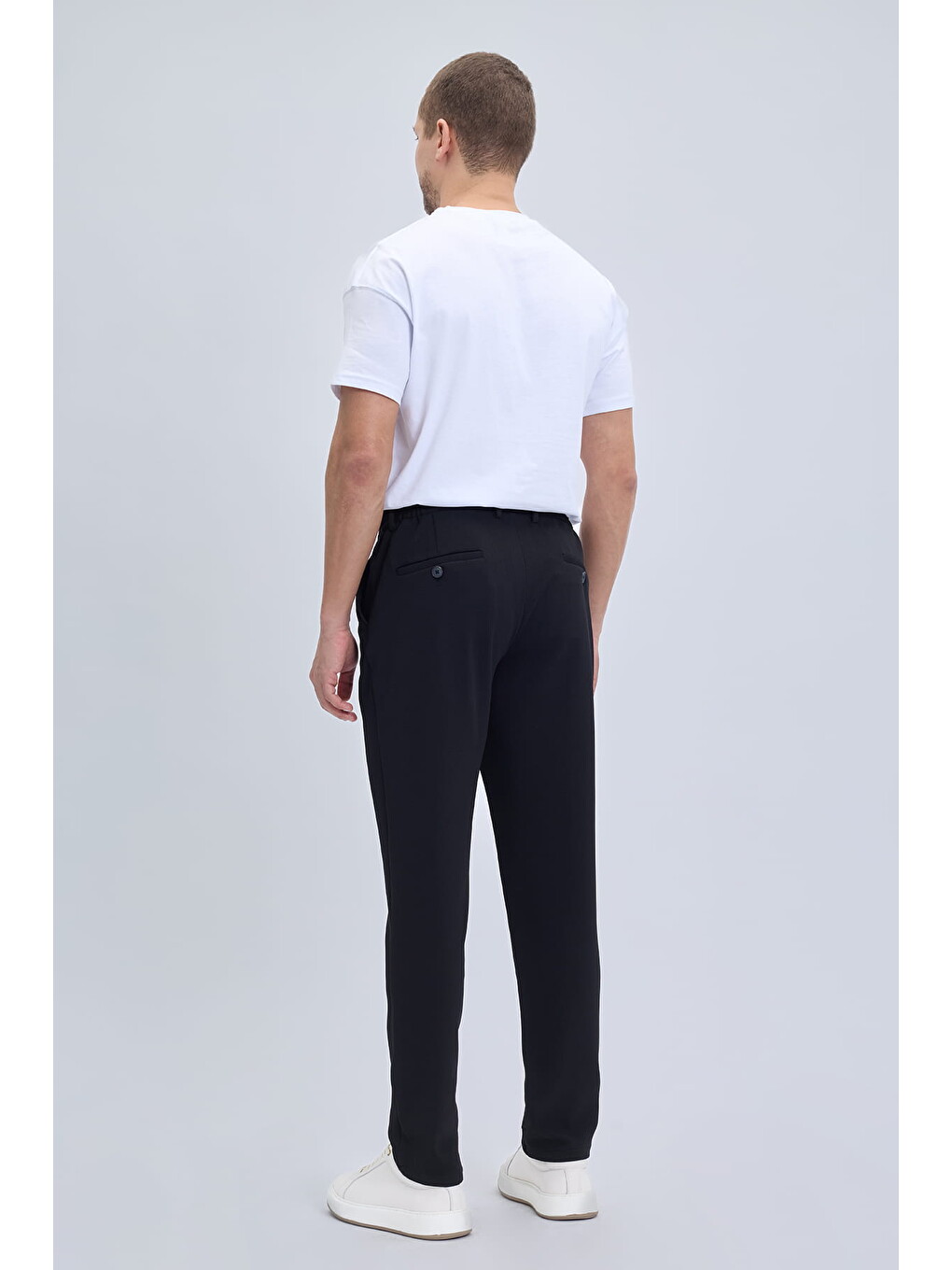 Siyah Rahat Kesim Yandan Cepli Jogger Pantolon-4
