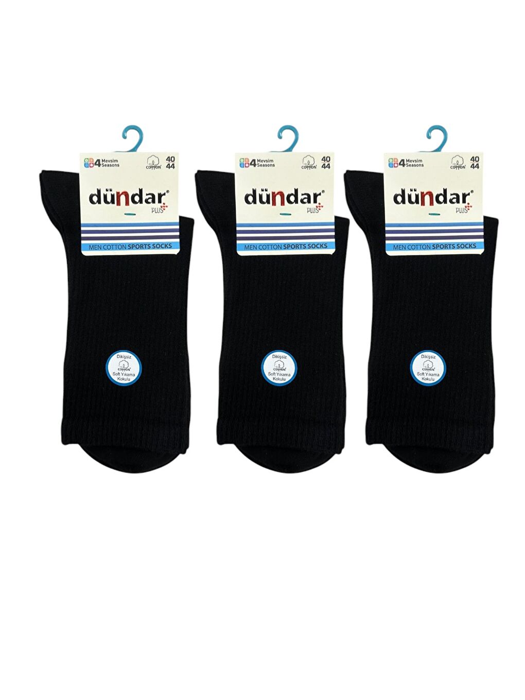 Siyah Erkek Spor Soket Çorap 3'Lü-1