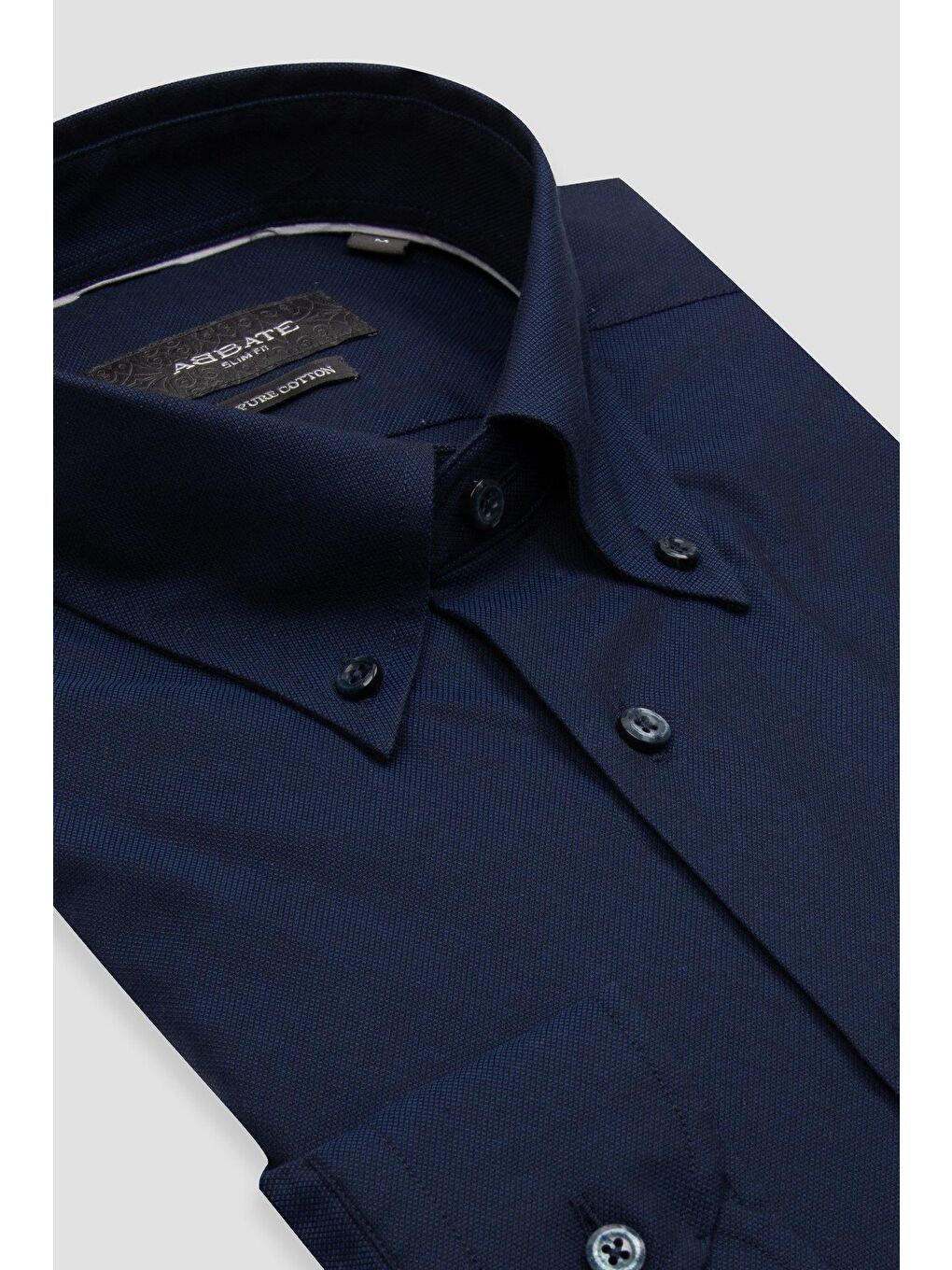 Carlo Royal Oxford Pamuklu Slim Fit Lacivert Düğmeli Yaka Erkek Düz %100 Pamuk Gömlek-1