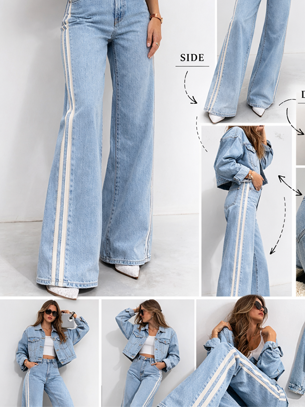 İndigo Wide Leg Yüksek Bel Geniş Paça Kadın Jeans-1