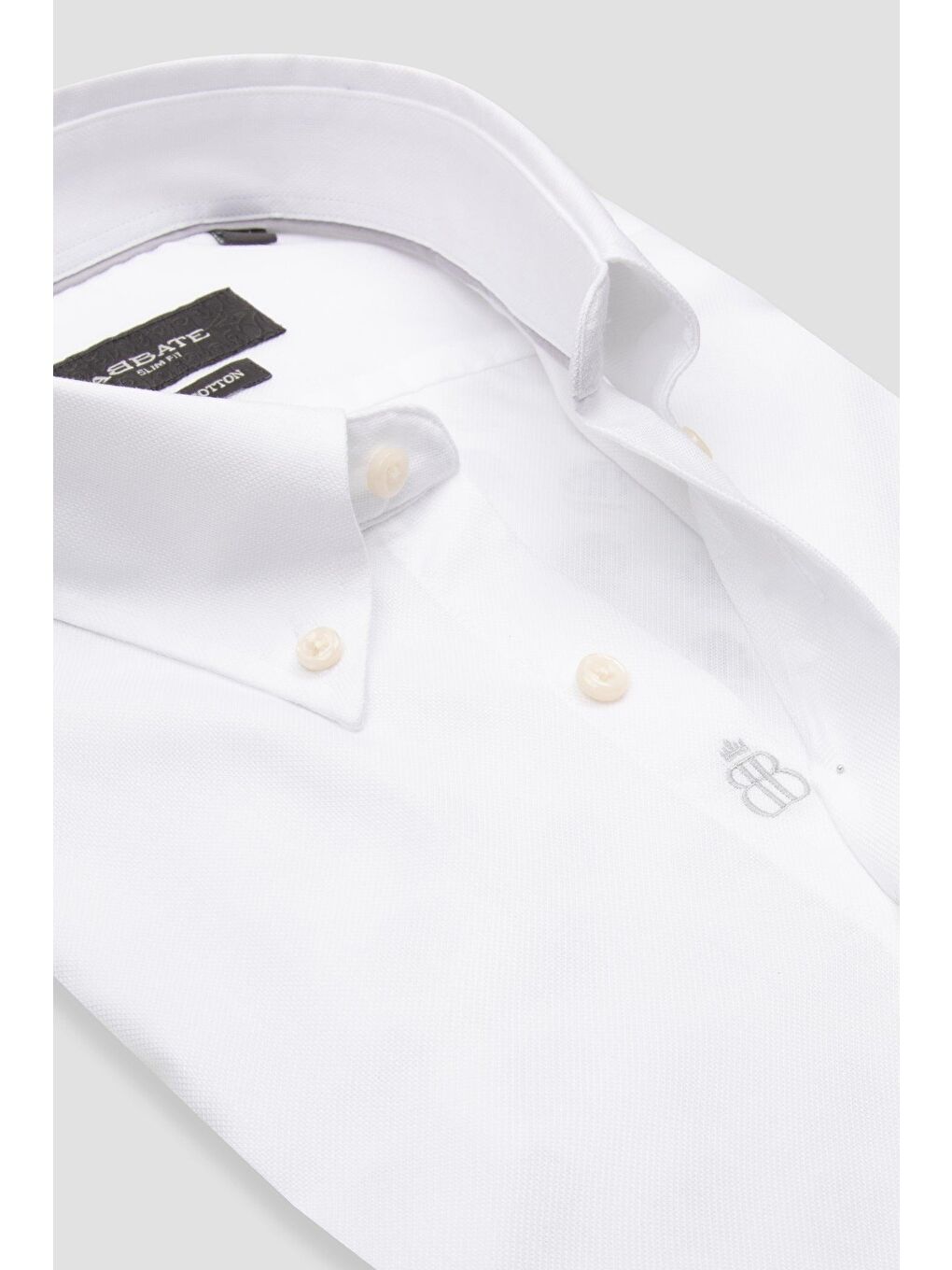 Carlo Royal Oxford Pamuklu Slim Fit Beyaz Düğmeli Yaka Erkek Düz %100 Pamuk Gömlek-5