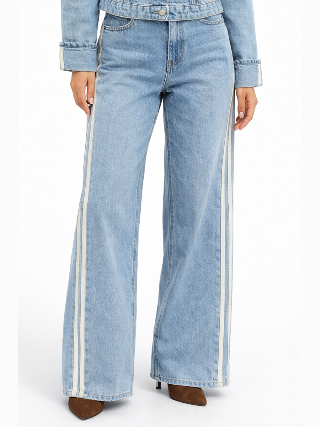 İndigo Wide Leg Yüksek Bel Geniş Paça Kadın Jeans-2