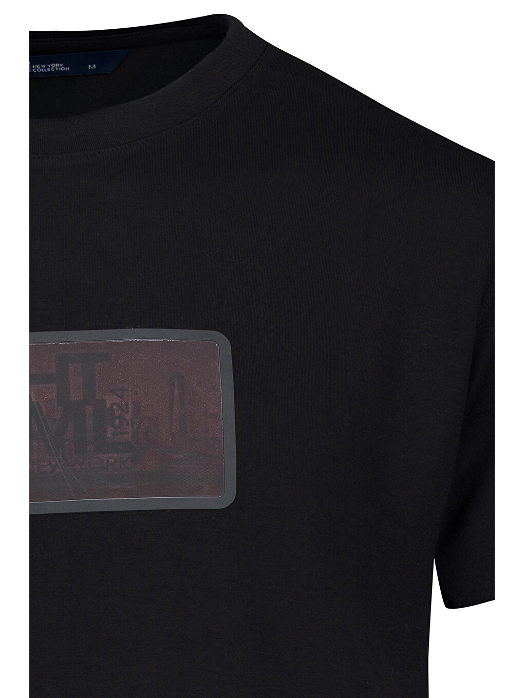 Siyah Regular Fit Bisiklet Yaka Tişört-1