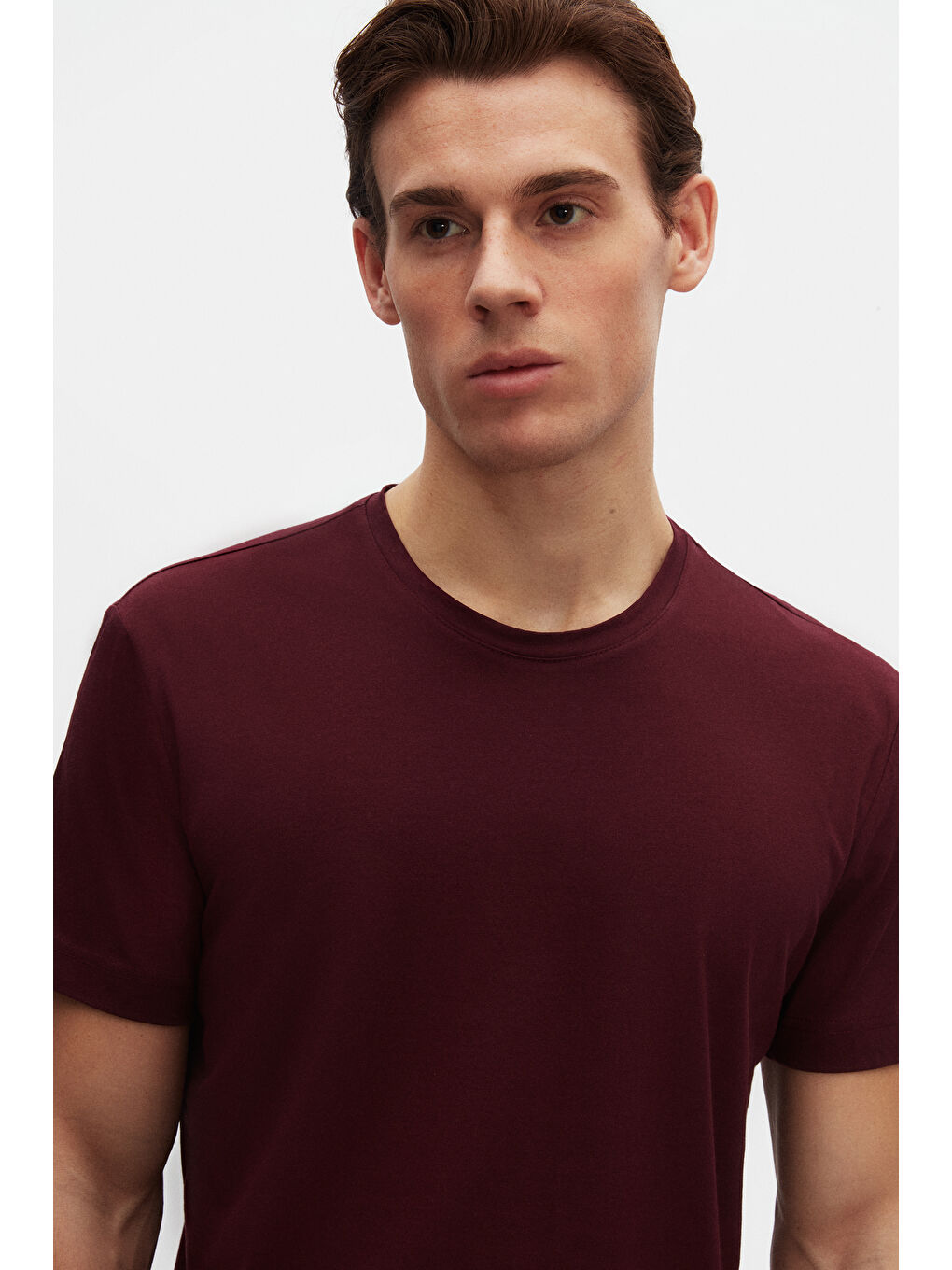 Comfort Mürdüm %100 Pamuk Tişört-1
