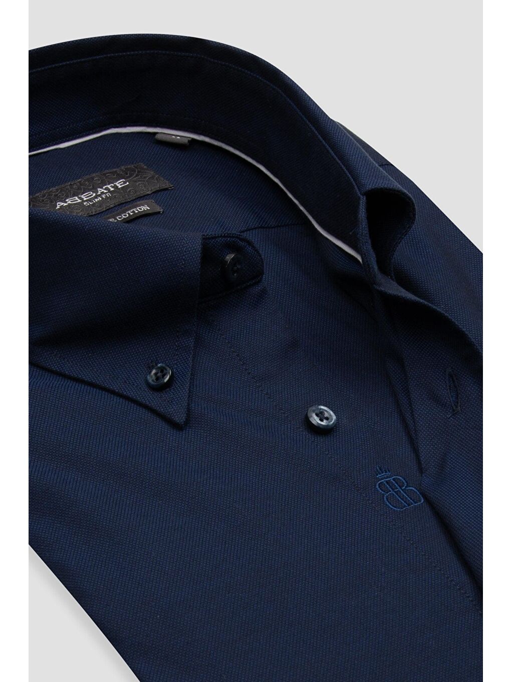 Carlo Royal Oxford Pamuklu Slim Fit Lacivert Düğmeli Yaka Erkek Düz %100 Pamuk Gömlek-5