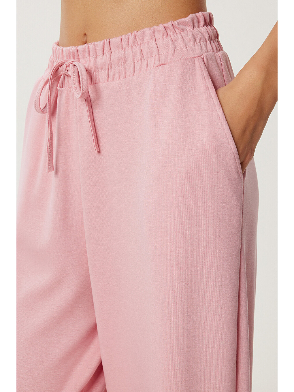 Pembe Rahat Esnek Örme Alt-Üst Takım PEMBE LBY0006-4