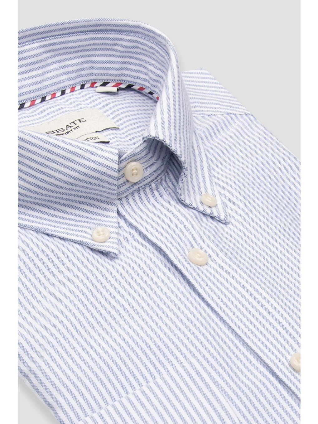 Marcel Amerikan Oxford Pamuklu Comfort Fit Koyu Mavi Düğmeli Yaka Erkek Çizgili %100 Pamuk Gömlek-1