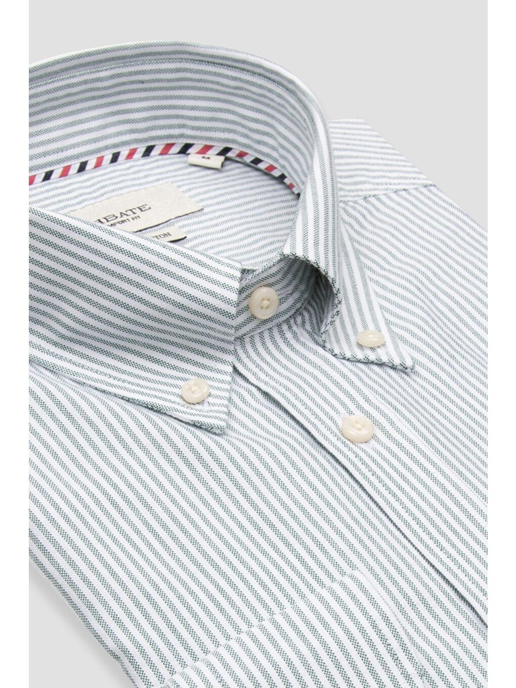 Marcel Amerikan Oxford Pamuklu Comfort Fit Yeşil Düğmeli Yaka Erkek Çizgili %100 Pamuk Gömlek-1