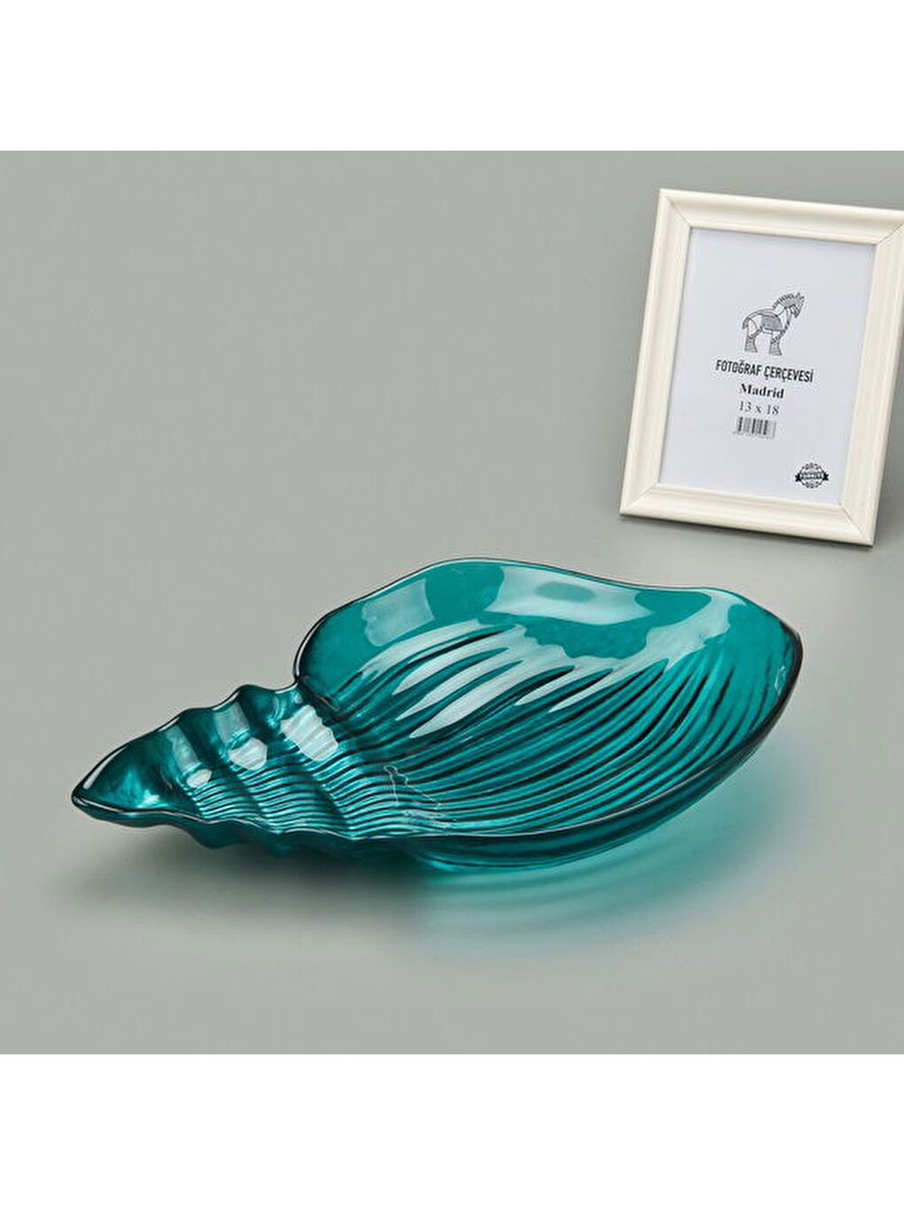 Deco Snail Dekoratif Tabak - Turkuaz - 40 cm-2