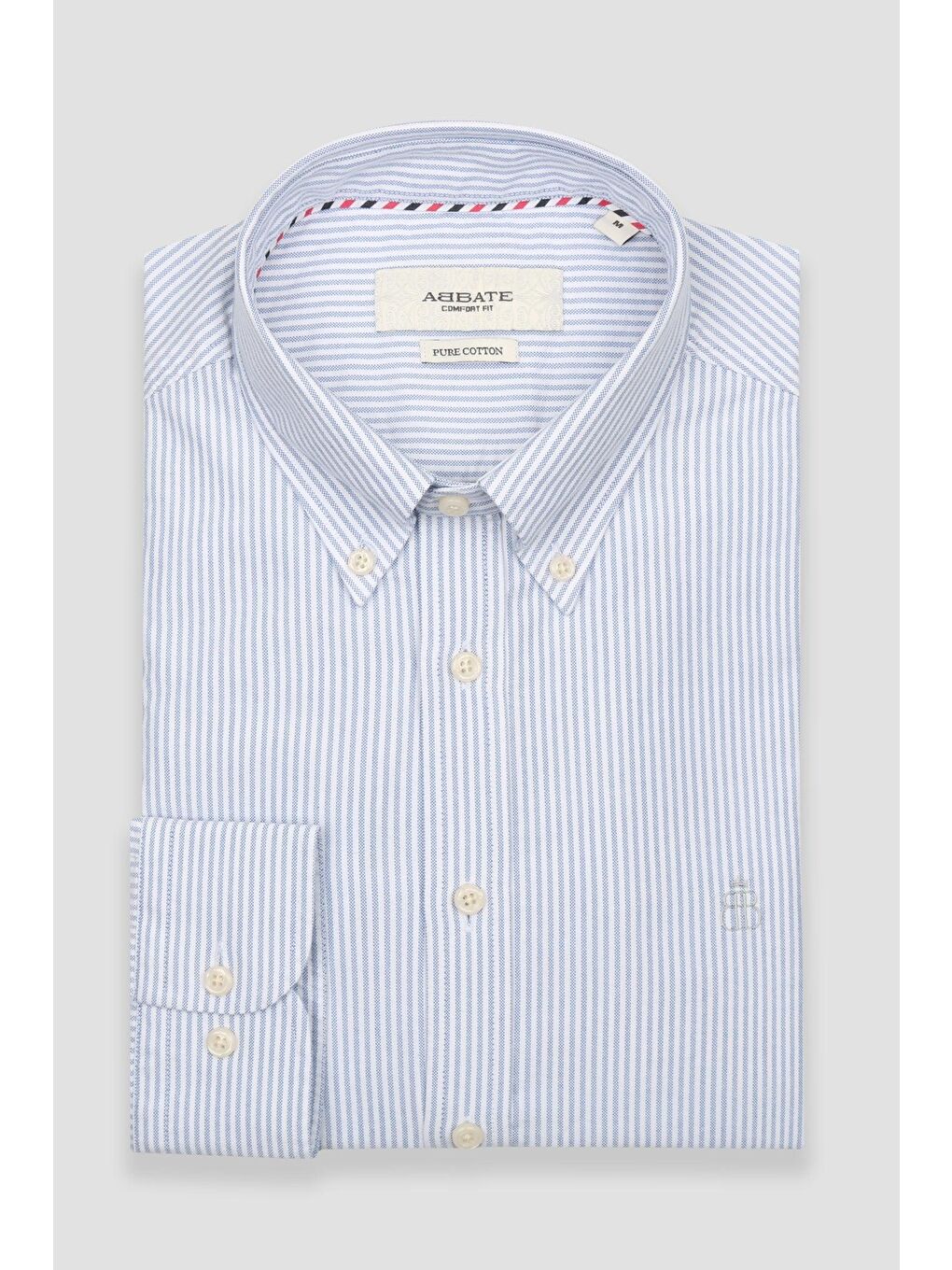 Marcel Amerikan Oxford Pamuklu Comfort Fit Koyu Mavi Düğmeli Yaka Erkek Çizgili %100 Pamuk Gömlek-4