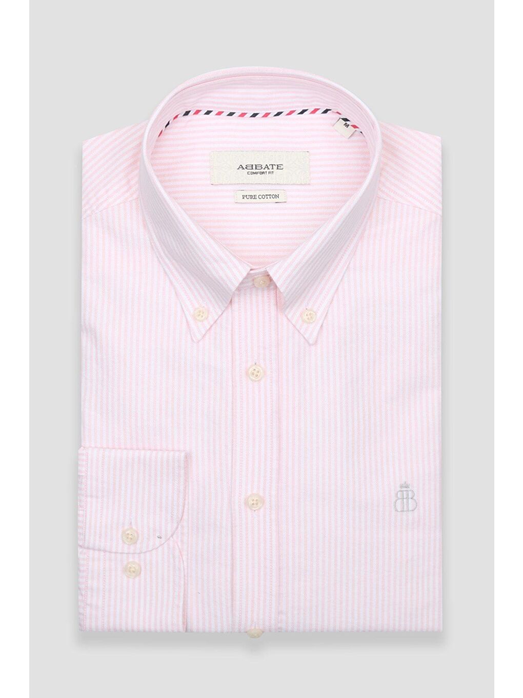 Marcel Amerikan Oxford Pamuklu Comfort Fit Pembe Düğmeli Yaka Erkek Çizgili %100 Pamuk Gömlek-4