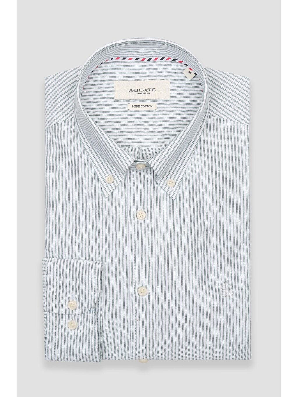 Marcel Amerikan Oxford Pamuklu Comfort Fit Yeşil Düğmeli Yaka Erkek Çizgili %100 Pamuk Gömlek-4