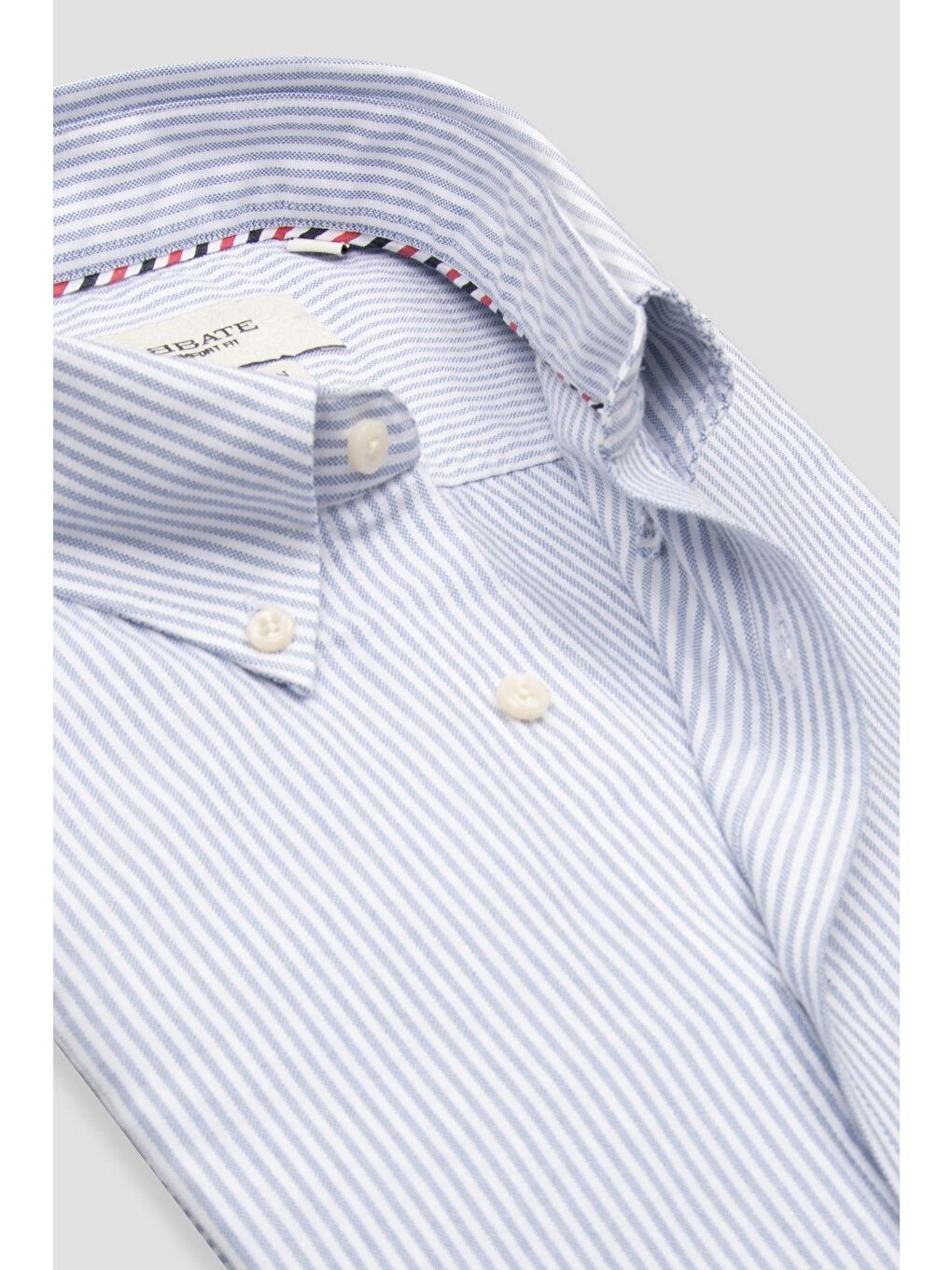 Marcel Amerikan Oxford Pamuklu Comfort Fit Koyu Mavi Düğmeli Yaka Erkek Çizgili %100 Pamuk Gömlek-5