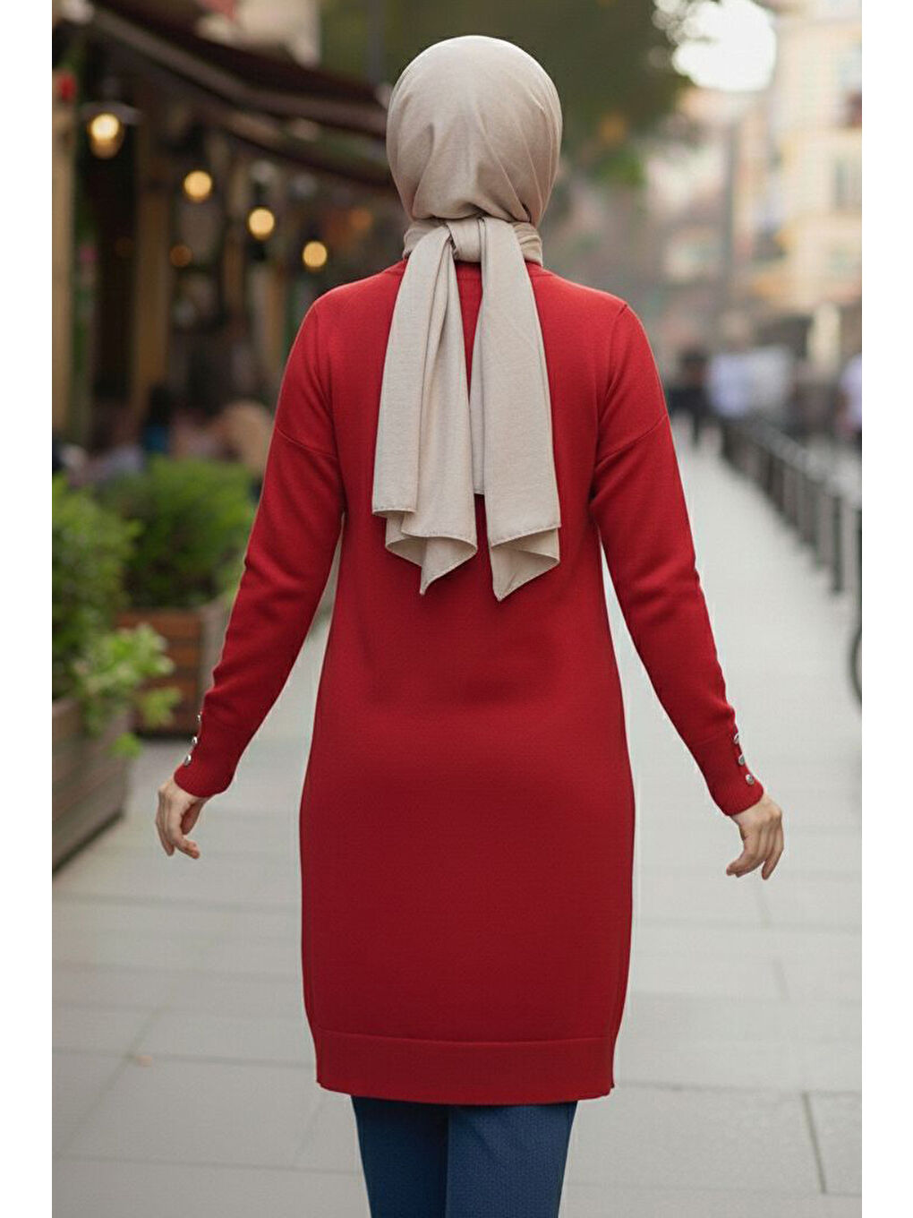Kırmızı Kol Düğmeli Tiiko Tunik Kirmizi - 28081-KIRMIZI-2