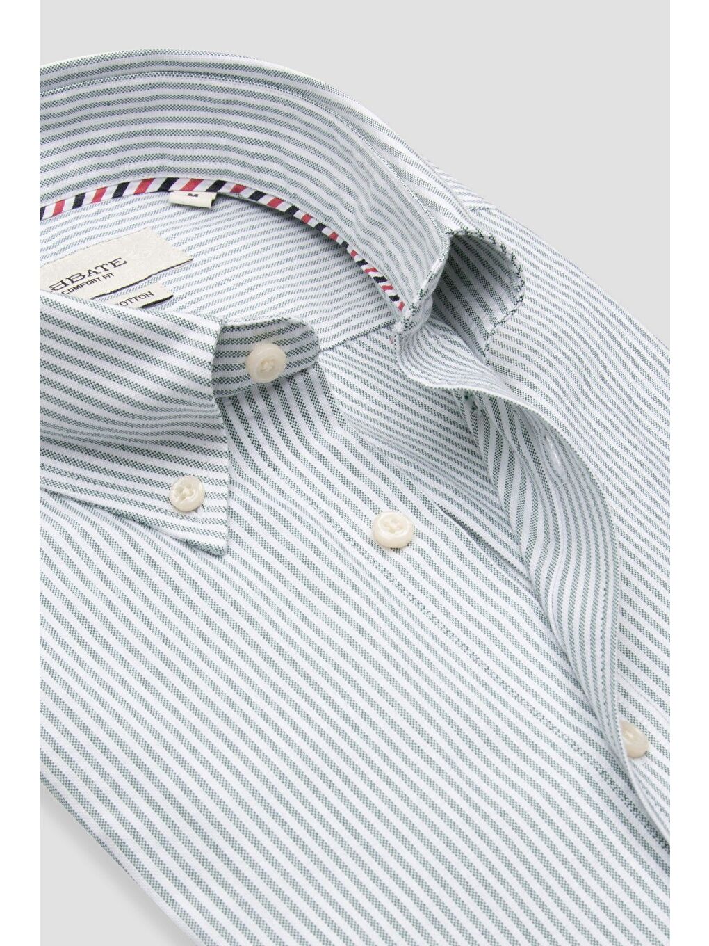 Marcel Amerikan Oxford Pamuklu Comfort Fit Yeşil Düğmeli Yaka Erkek Çizgili %100 Pamuk Gömlek-5