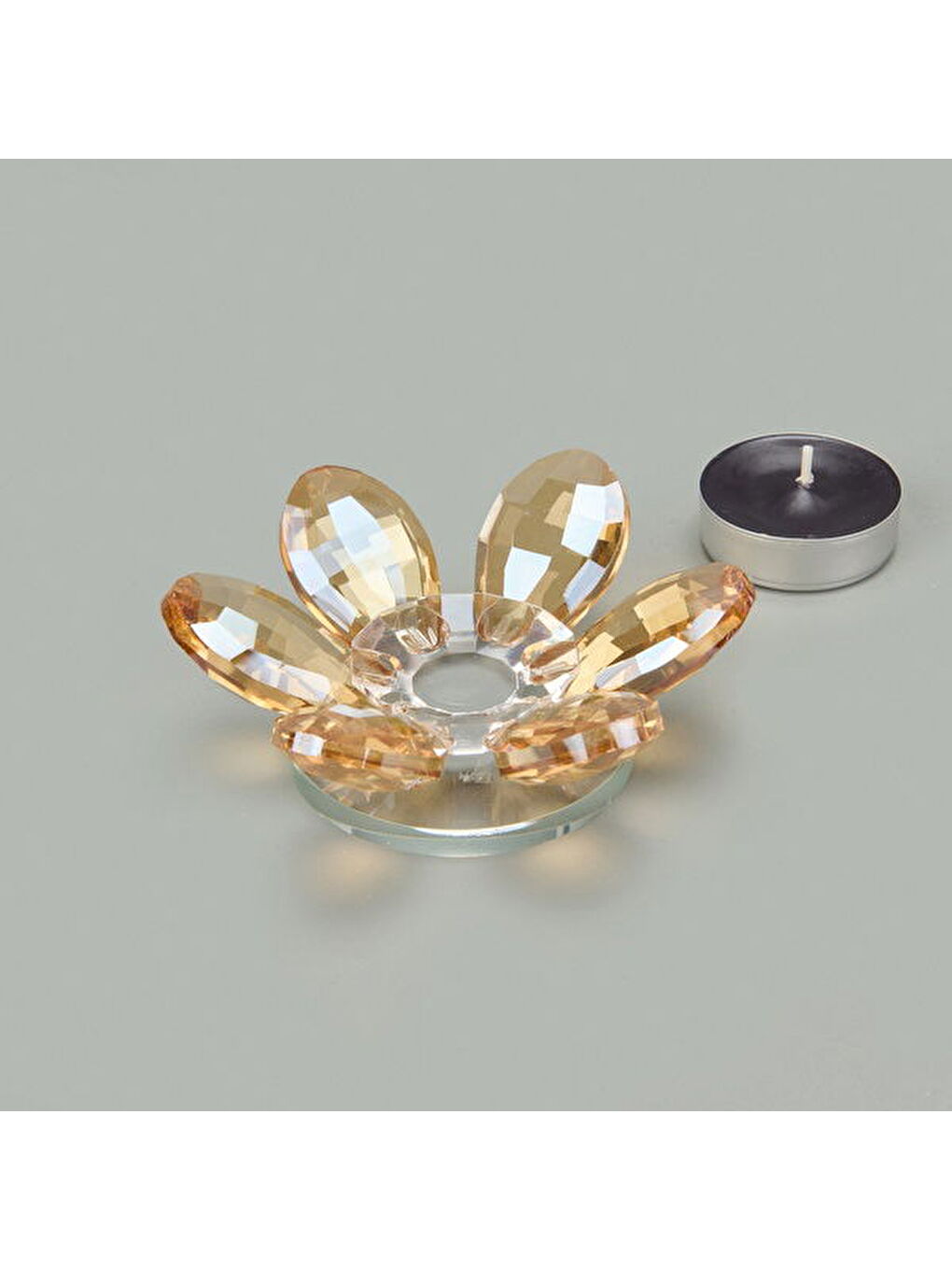 Sarı Deco Daisy Cam Mumluk - Amber - 10 cm-2