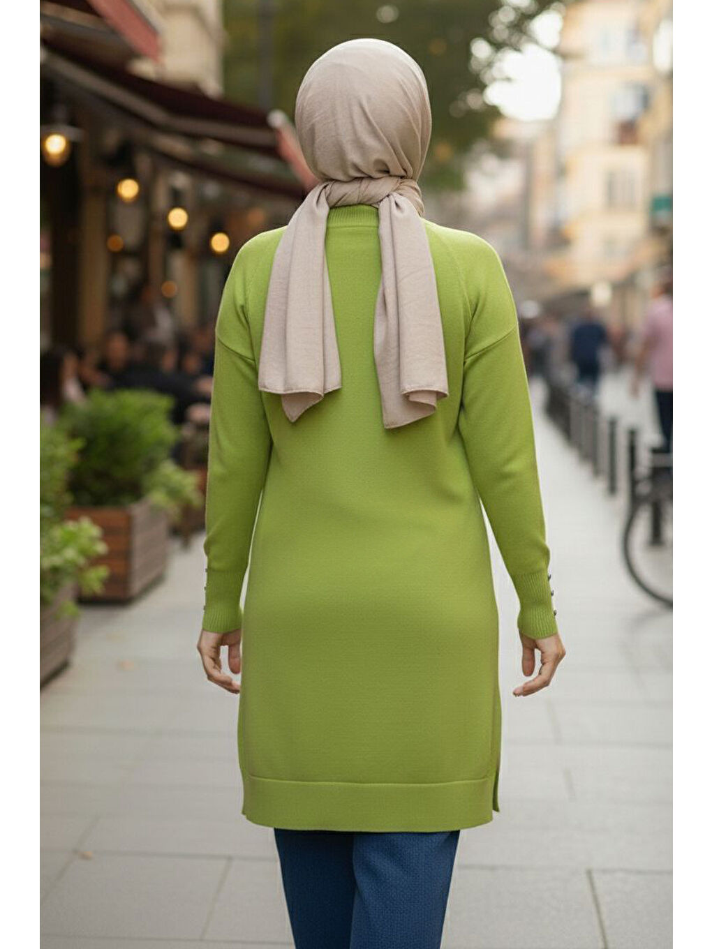 Yeşil Kol Düğmeli Tiiko Tunik Fistik Yesili - 28081-FISTIK-YESILI-2