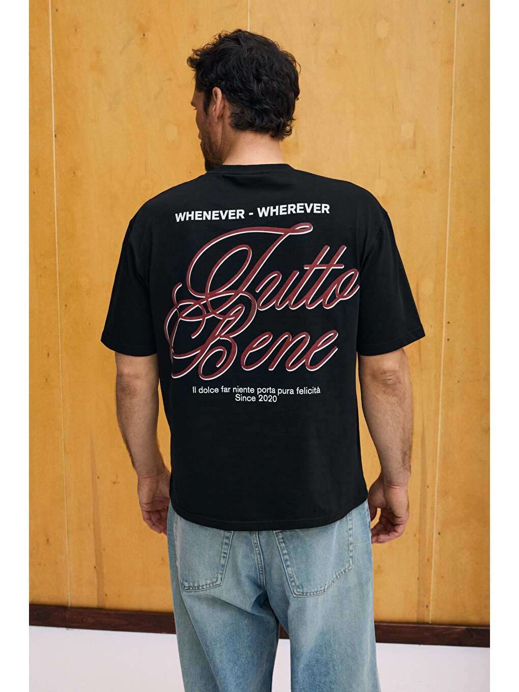 Capıso Erkek %100 Organik Pamuklu Baskı Detaylı Regular Fit Yuvarlak Yaka Siyah T-shirt-1