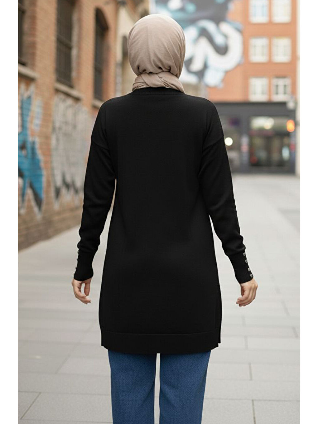 Kol Düğmeli Tiiko Tunik Siyah - 28081-SIYAH-2