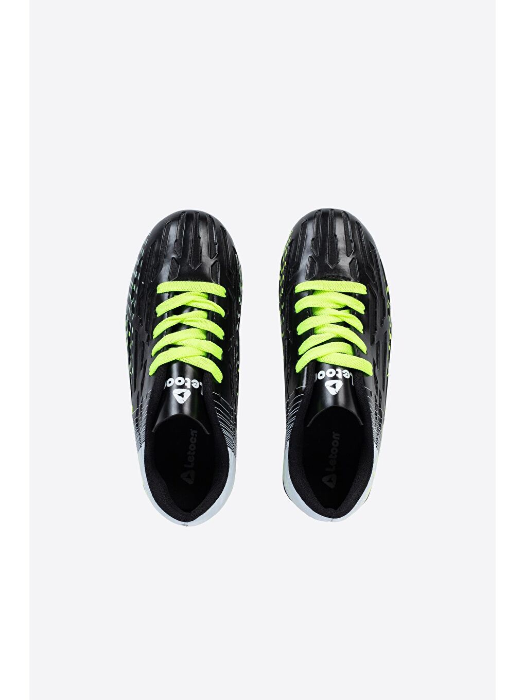 Siyah Yuvarlak Burunlu Bağcıklı Baskılı Erkek Çocuk Krampon Ayakkabı-1