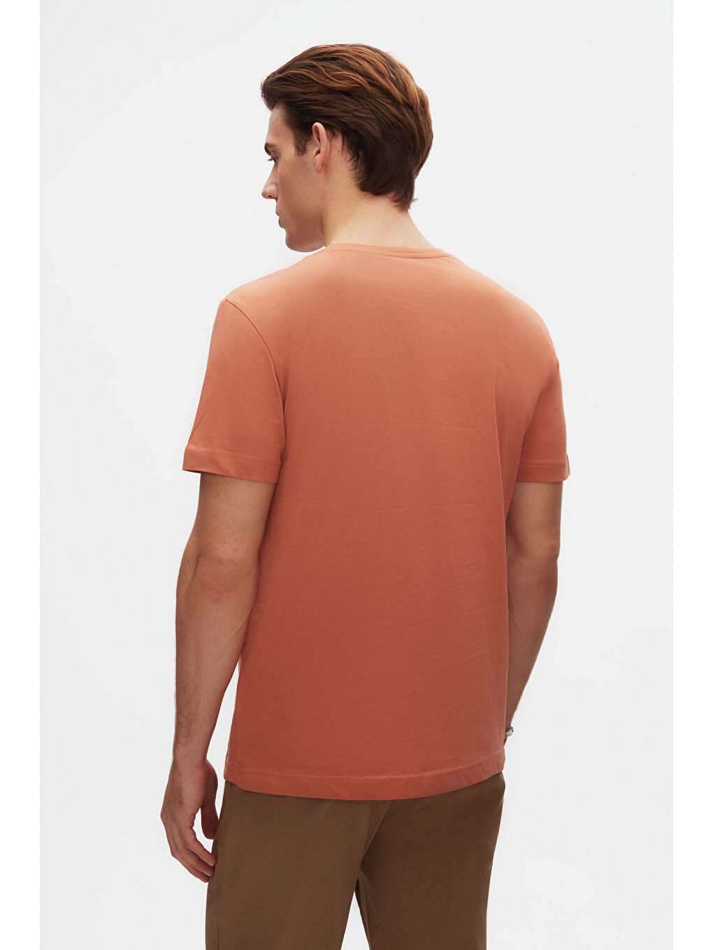 Kahverengi Comfort Tarçın %100 Pamuk Tişört-1