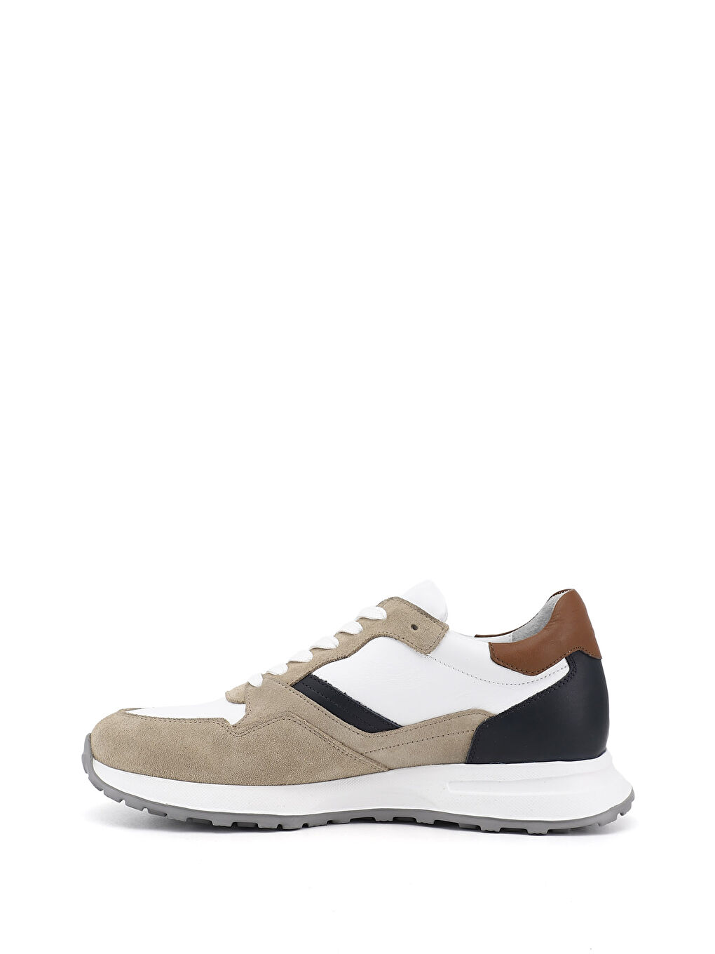 Beyaz Erkek BEYAZ-BEJ Bağcıklı Hakiki Deri Comfort Sneaker-3