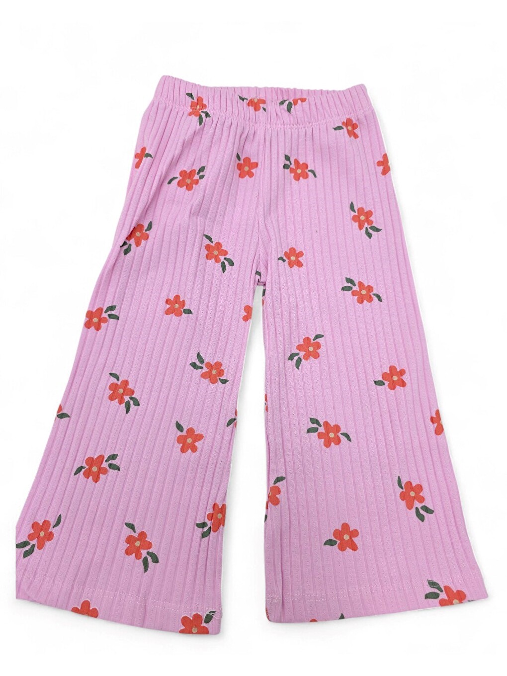 Pembe Kız Çocuk Etnik Desen Fularlı, Bol Paça Pantalonlu 3 Parça Mevsimlik Alt Üst Takım-3