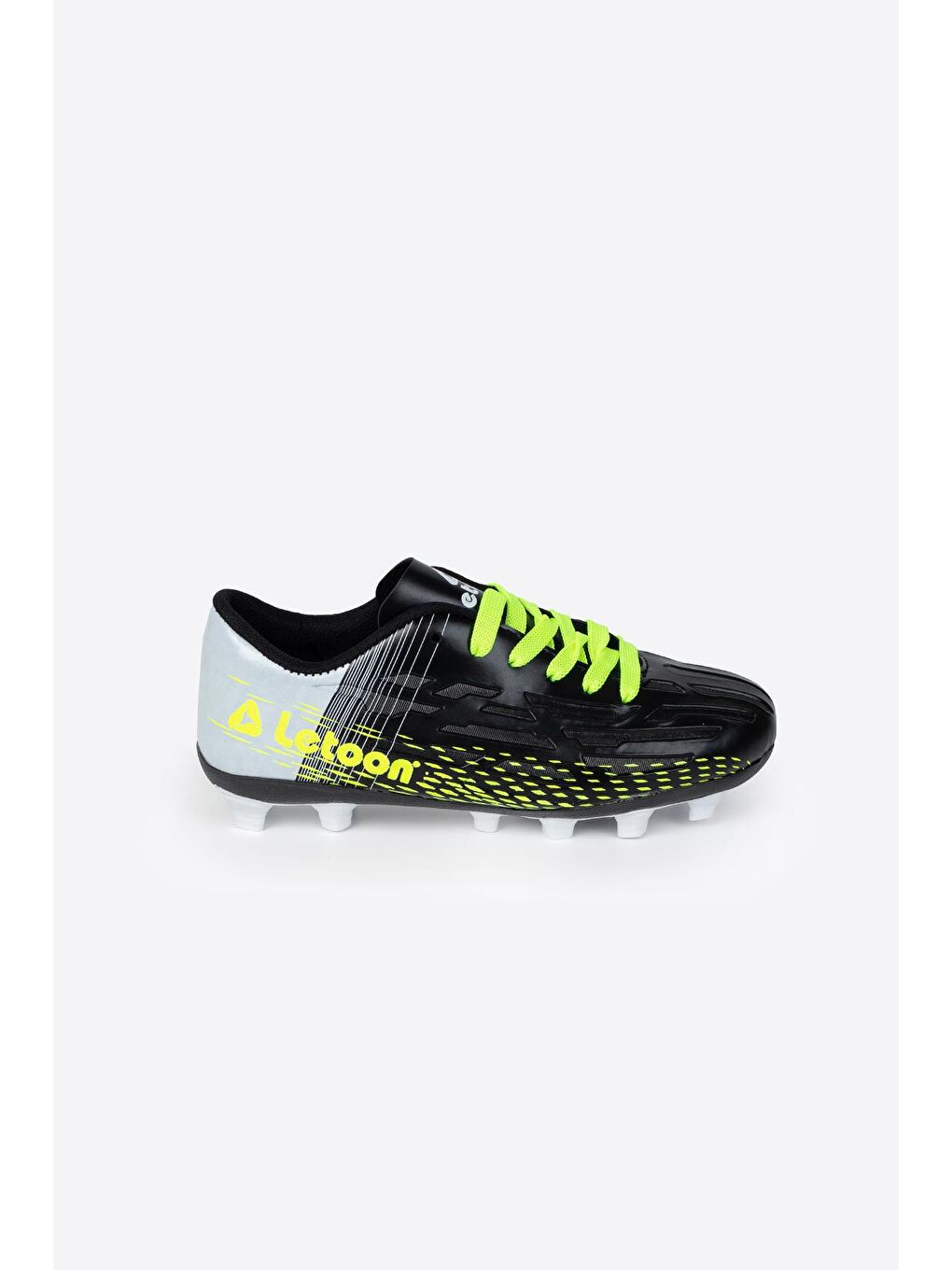 Siyah Yuvarlak Burunlu Bağcıklı Baskılı Erkek Çocuk Krampon Ayakkabı-2