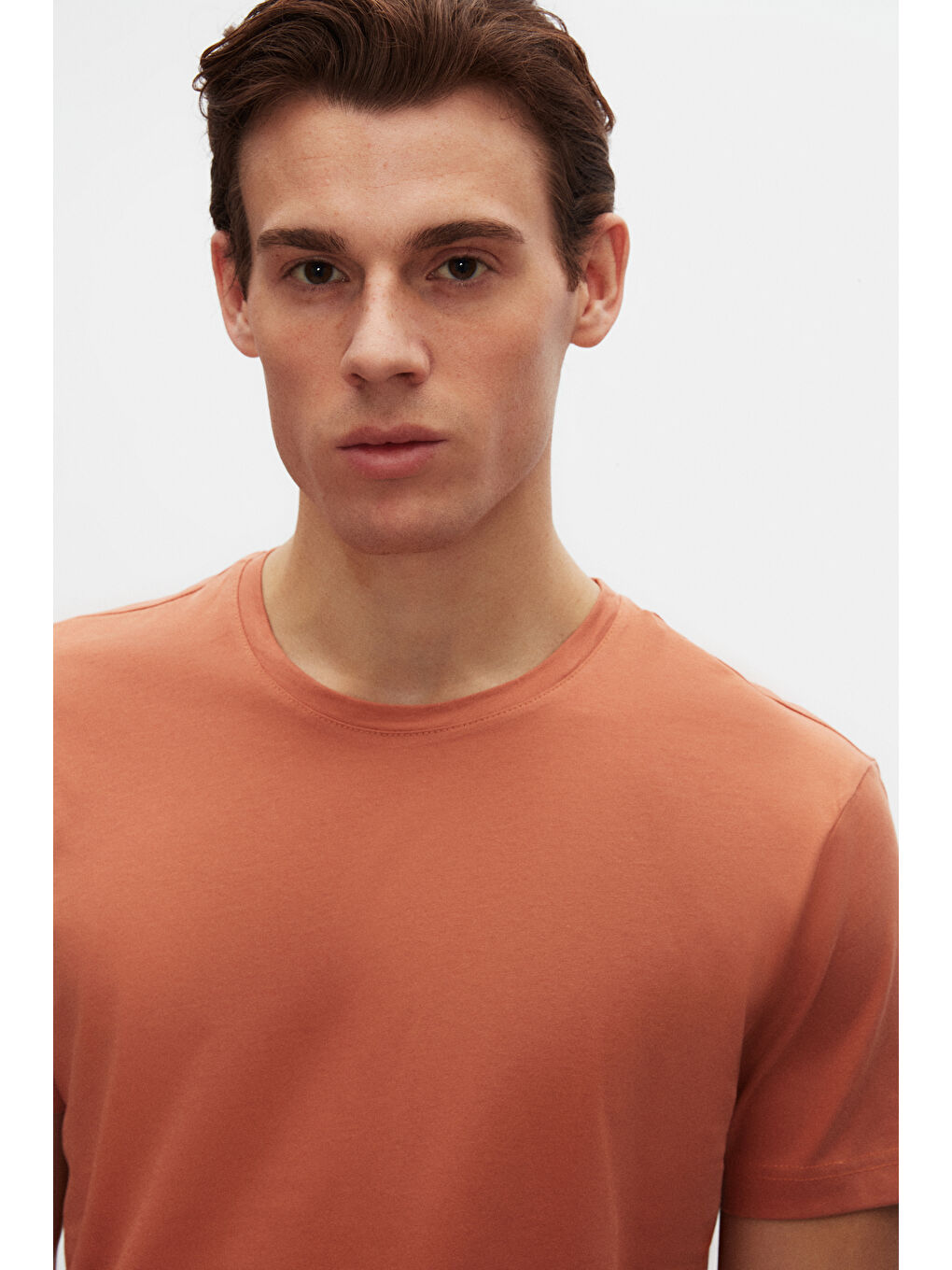 Kahverengi Comfort Tarçın %100 Pamuk Tişört-4