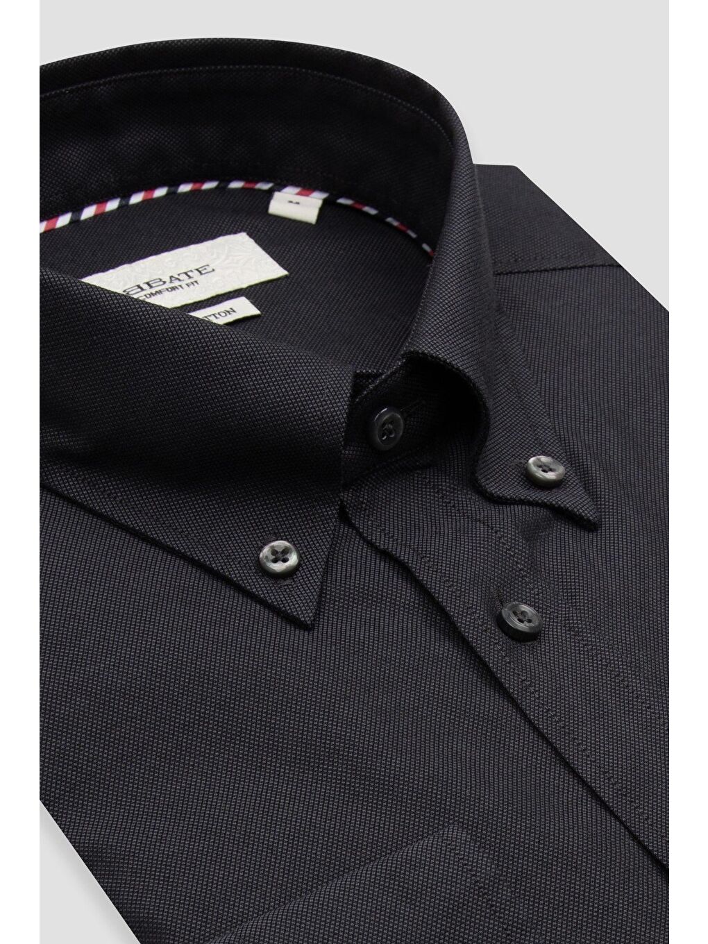 Matteo Royal Oxford Pamuklu Comfort Fit Siyah Düğmeli Yaka Erkek Düz %100 Pamuk Gömlek-1