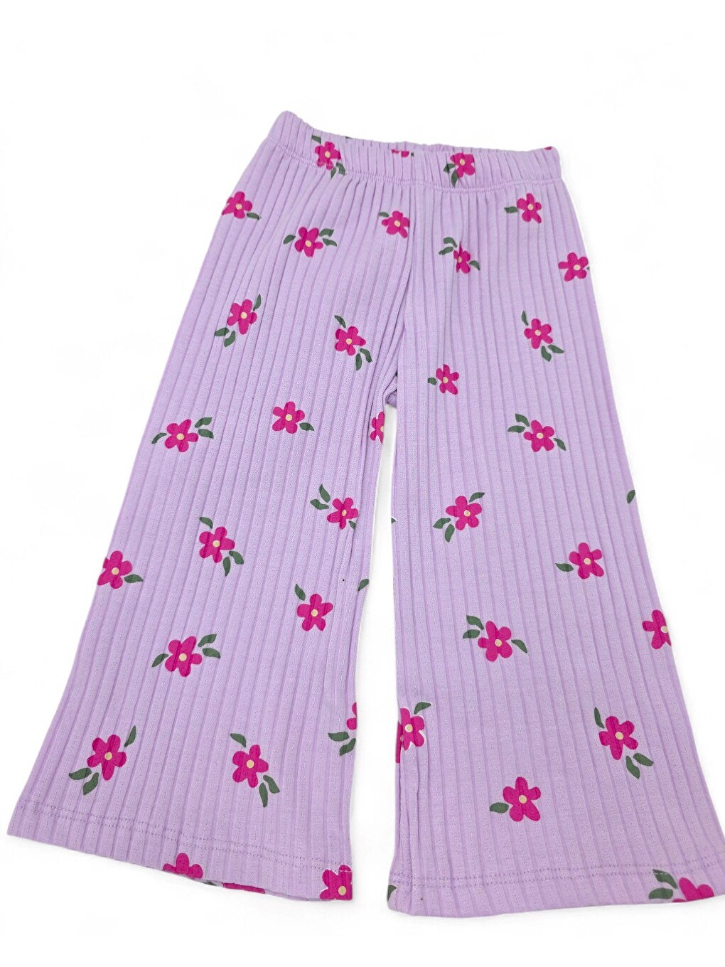 Lila Kız Çocuk Etnik Desen Fularlı, Bol Paça Pantalonlu 3 Parça Mevsimlik Alt Üst Takım-4