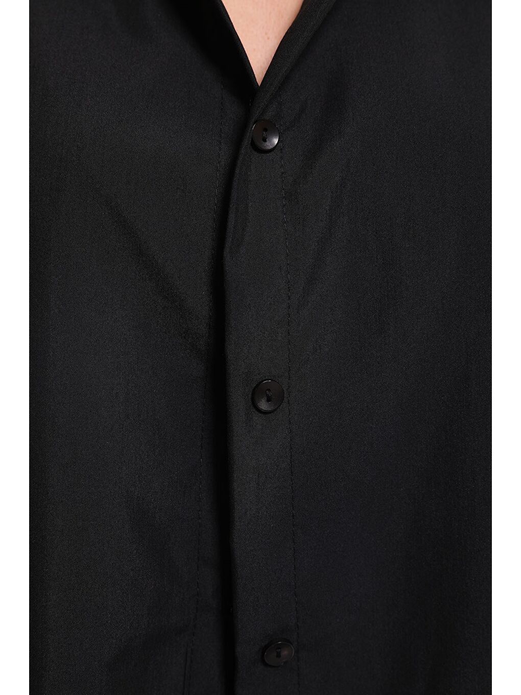 Siyah Kadın Salaş Basic Gömlek-5