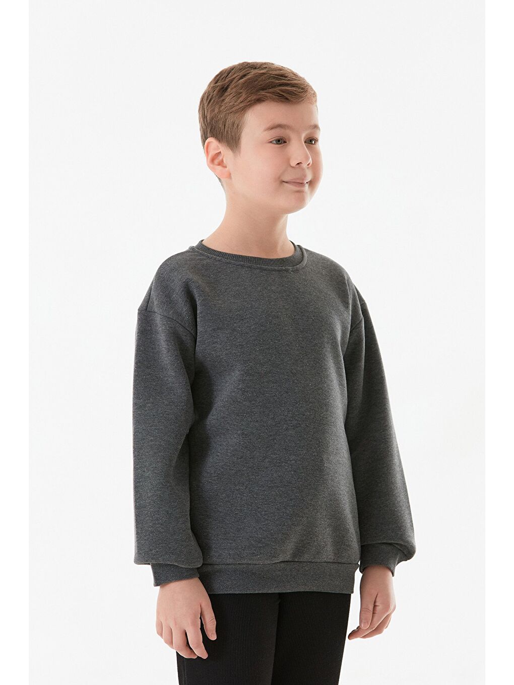 Antrasit 3 İplik Sırtı Baskılı Erkek Çocuk Sweatshirt-2