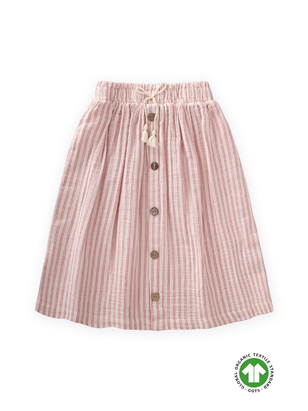 Fuşya Kız Çocuk Çizgili Müslin Etek